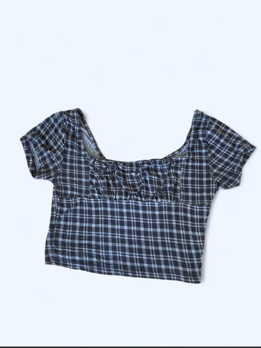 Plaid Square-Neck Crop Top